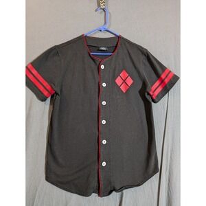 DC Batman Harley‎ Quinn Jersey Shirt Unisex S Black Baseball Cosplay Button Up